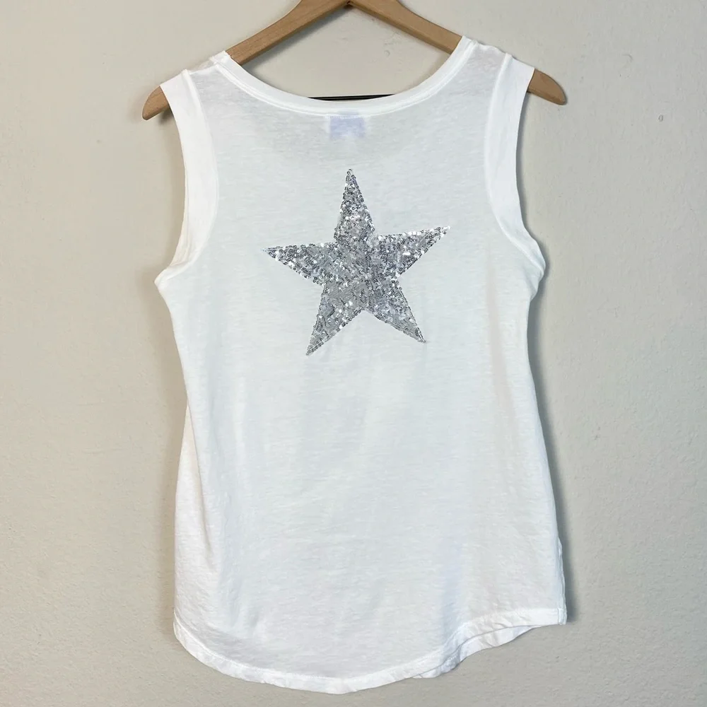 Koch Stars & Ice Cream Sequin White Cotton Tank